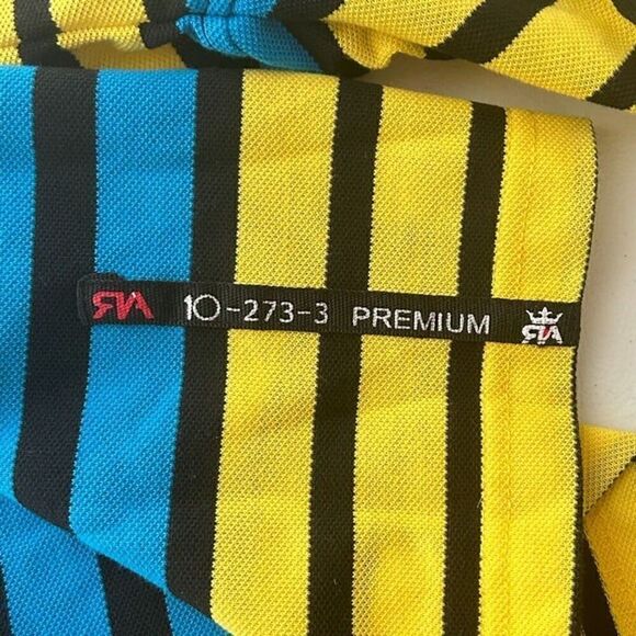 Red Ape Men's Polo Shirt Size 5X, Horizontal Stripe Black, Blue, Yellow #G1513 - Picture 5 of 5